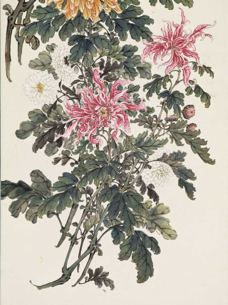 壬申（1932年）作 缪谷瑛 秋菊四屏 - 图33