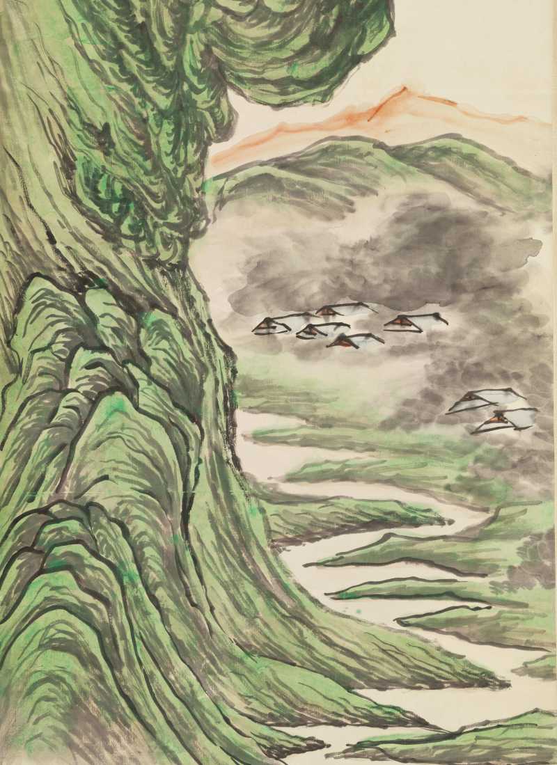 李云汉 青绿山水四屏 - 图36