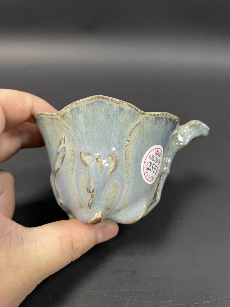 清早期 紫砂胎宜钧釉玉兰杯 - 图4
