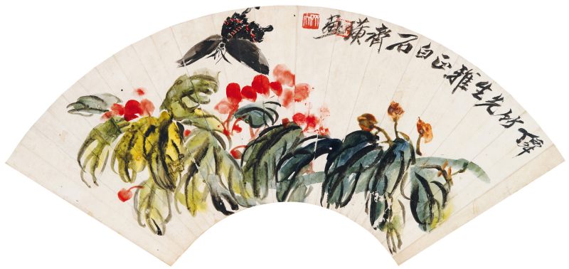 齐白石 海棠蝴蝶 - 图1