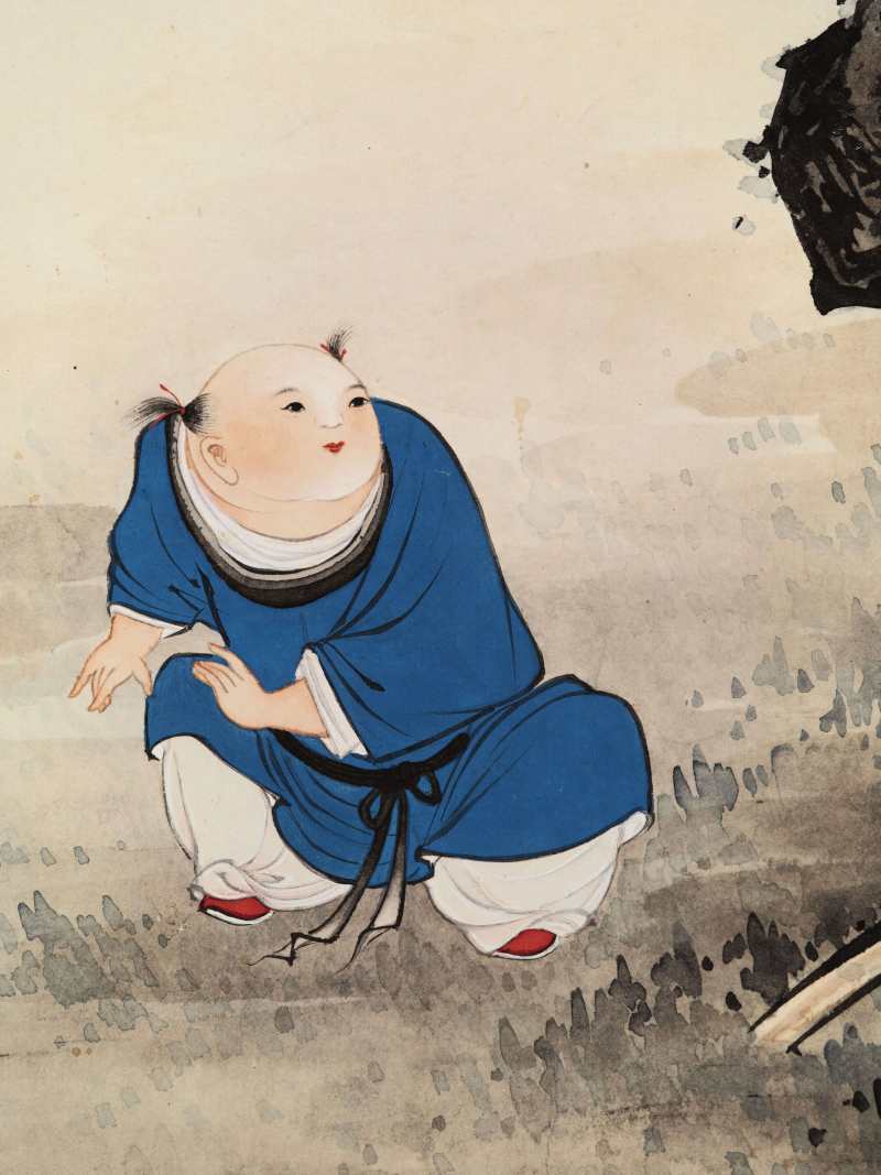 乙酉（1945年）作 王叔晖 教子图四屏 - 图28