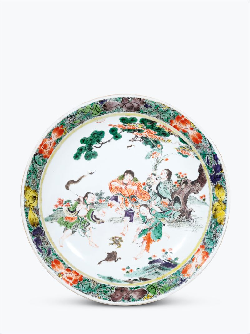 清康熙 五彩四仙图大盘 - 图1