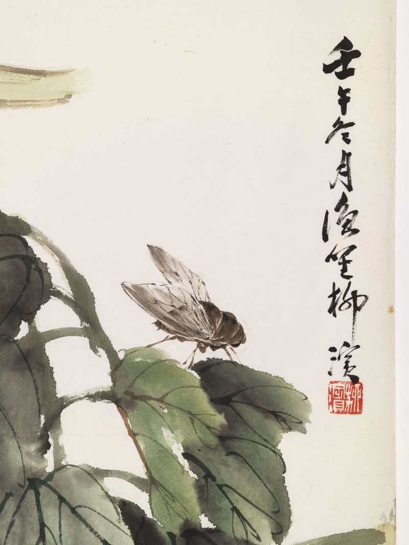 壬午（1918年）作 柳渔笙 梧桐凤仙 - 图5