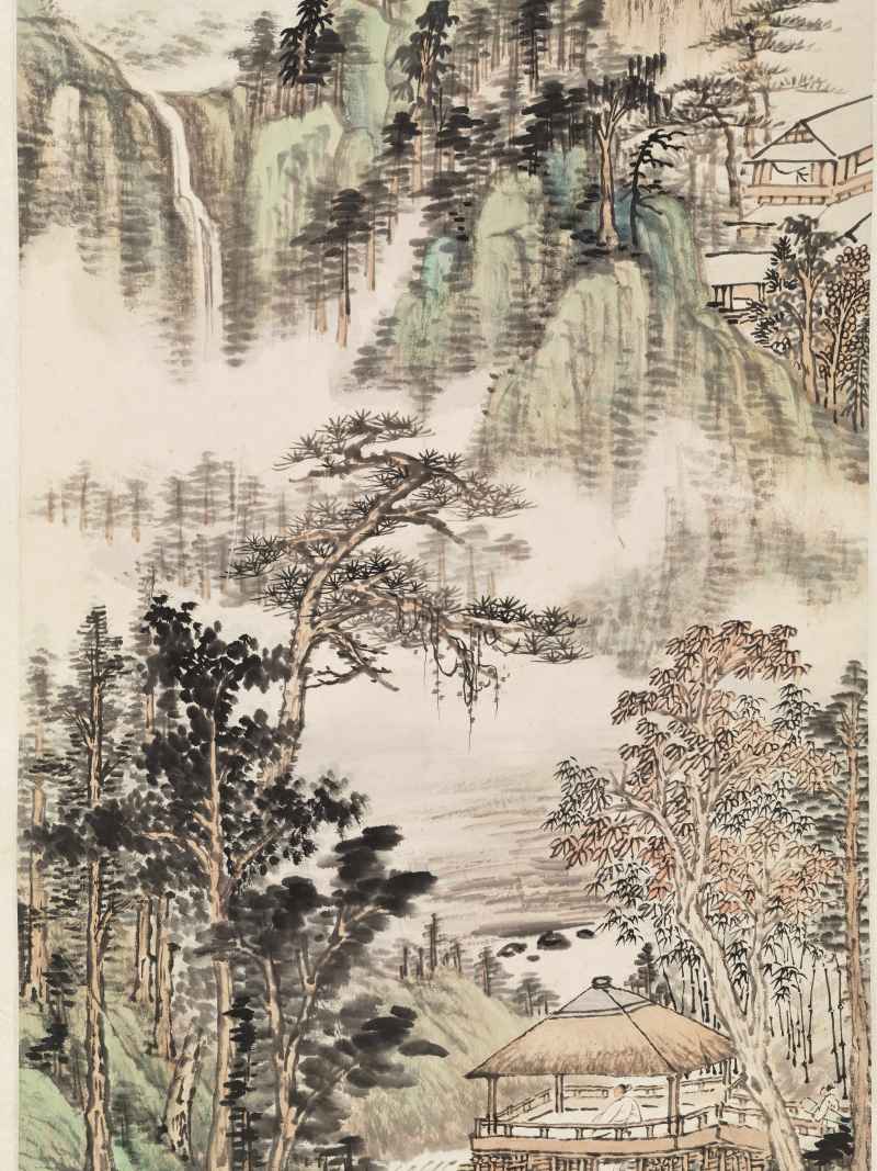 庚午（1930年）作 吴镜汀 溪亭独坐 - 图4