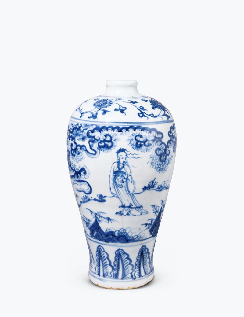 明空白期 青花高士图梅瓶