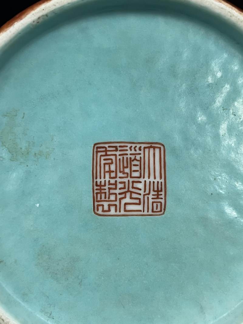 清道光 黄地洋彩缠枝莲福寿绵长图帽筒一对 - 图10