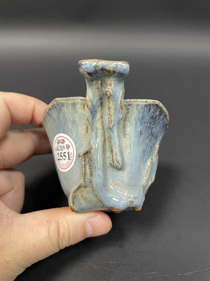 清早期 紫砂胎宜钧釉玉兰杯 - 图5