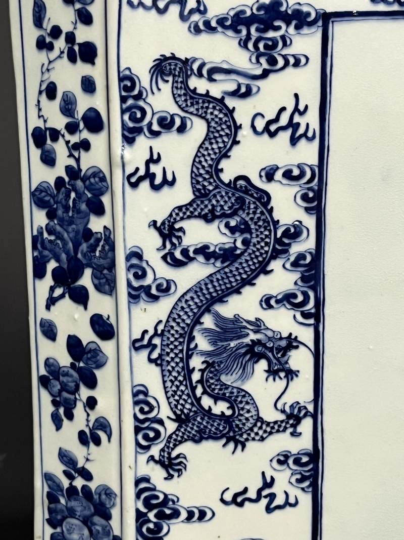清中期 青花折枝花果云龙纹大茶叶罐 - 图10