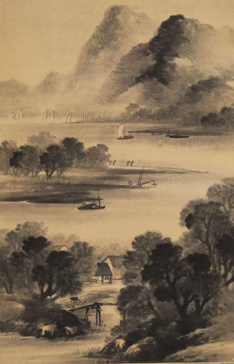 戊子（1888年）作 吴石仙 春江烟雨 - 图3