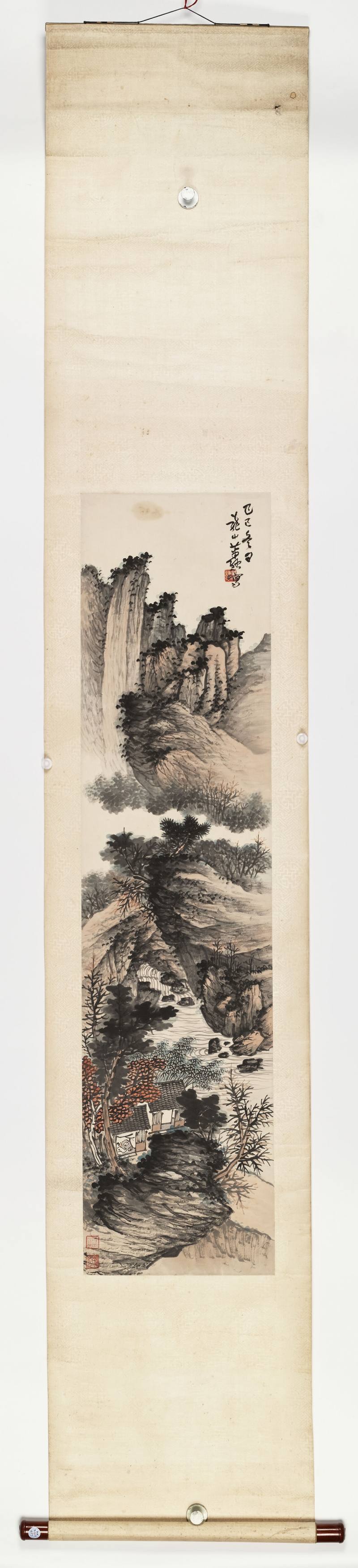 己巳（1929年）作 萧愻 溪山读书 - 图2