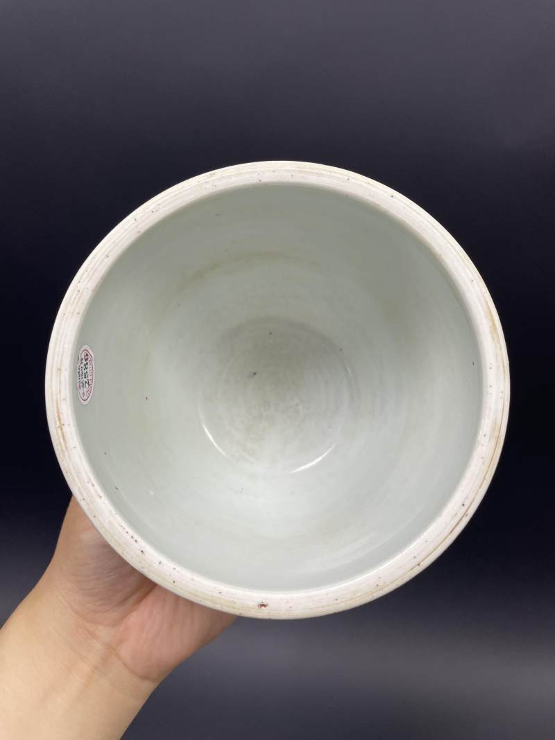 明崇祯 青花落花流水纹案缸 - 图6