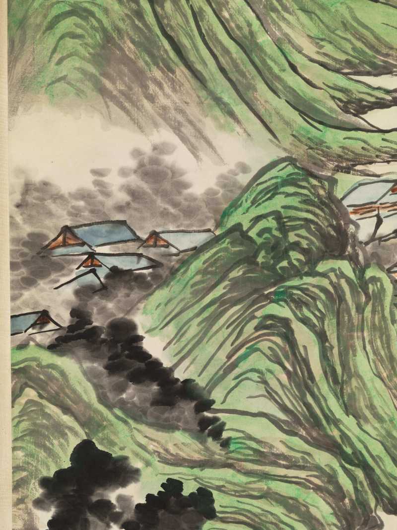 李云汉 青绿山水四屏 - 图40