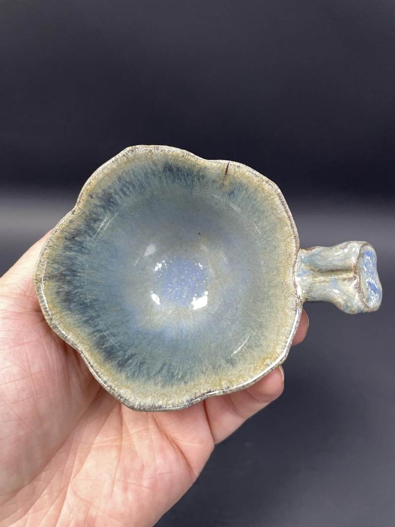 清早期 紫砂胎宜钧釉玉兰杯 - 图6