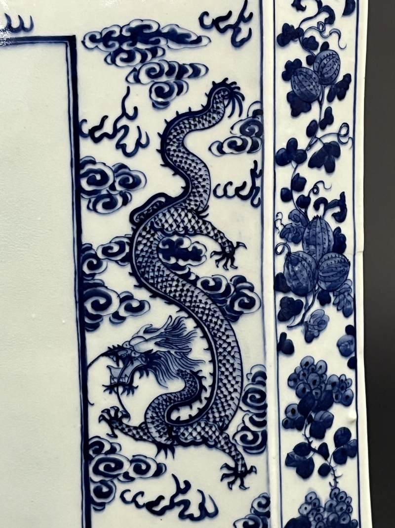 清中期 青花折枝花果云龙纹大茶叶罐 - 图11