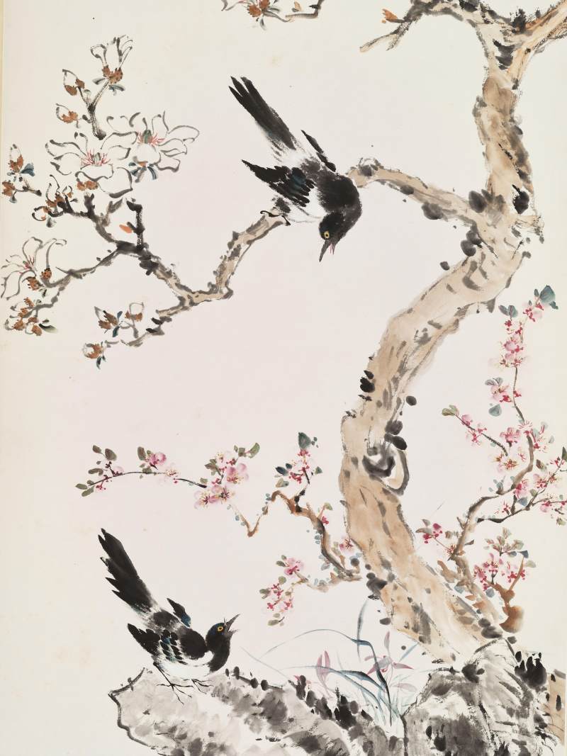 甲戌（1934年）作 丁宝书 玉兰喜鹊 - 图3