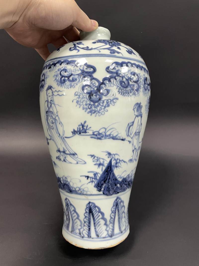 明空白期 青花高士图梅瓶 - 图2