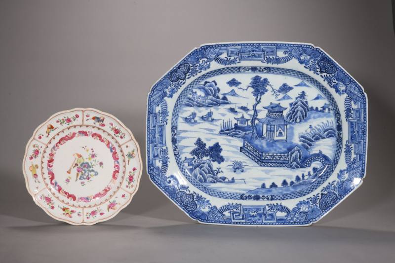 清乾隆 青花、粉彩、广彩瓷器五件 - 图3