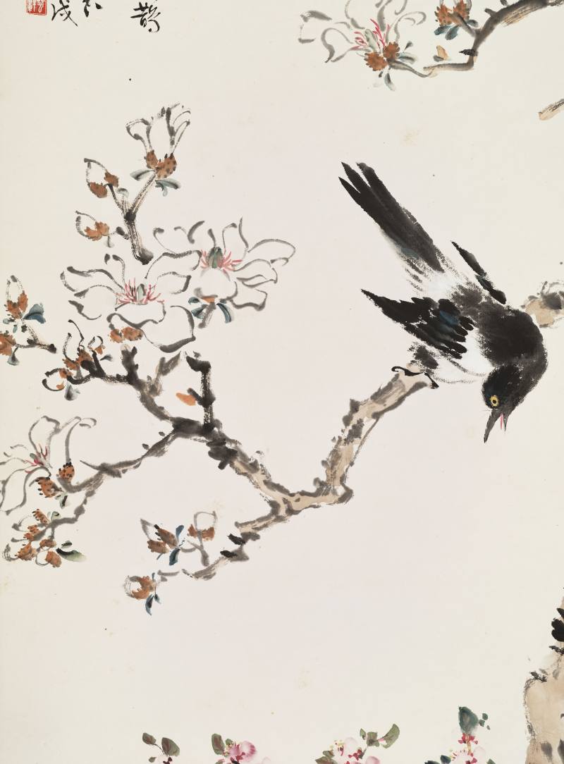 甲戌（1934年）作 丁宝书 玉兰喜鹊 - 图5