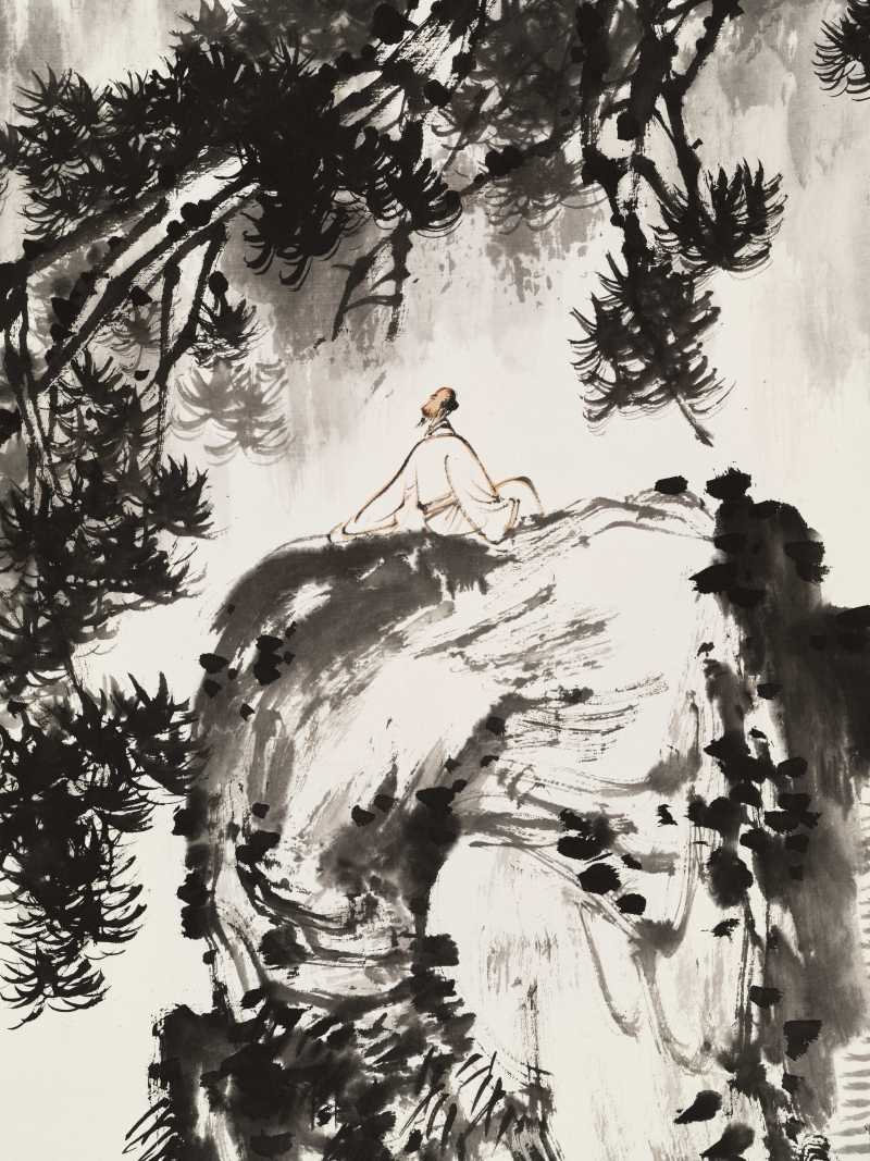 辛酉（1981年）作 梁树年 静听松风 - 图6