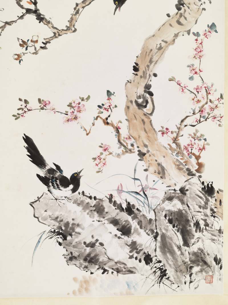 甲戌（1934年）作 丁宝书 玉兰喜鹊 - 图6