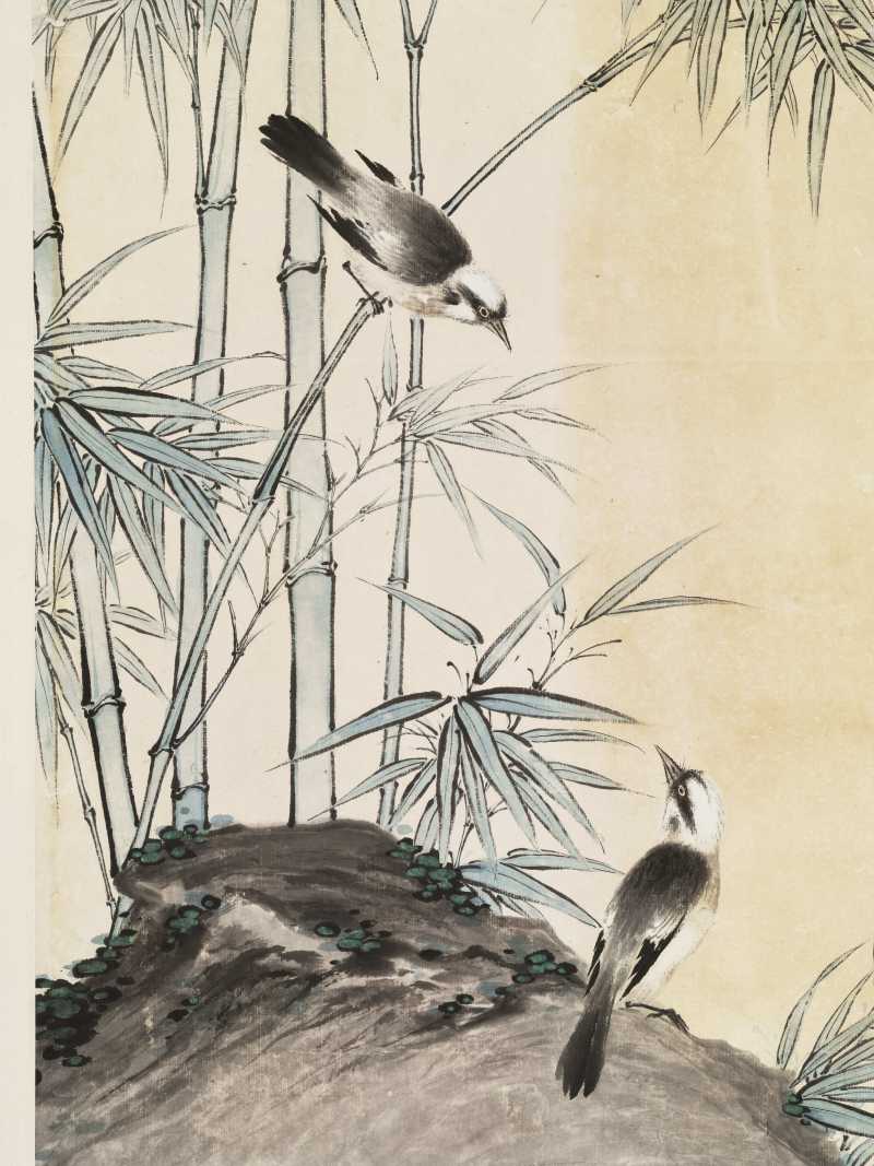 辛巳（1941年）作 郑慕康 竹雀图 - 图3