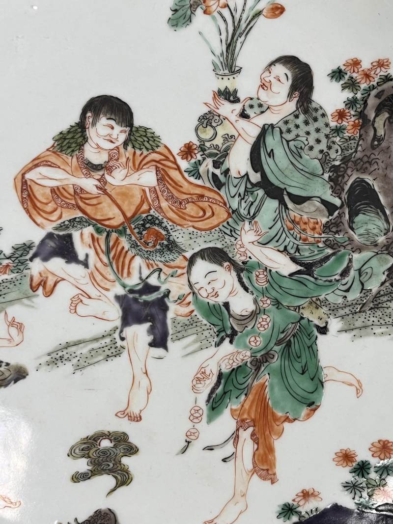 清康熙 五彩四仙图大盘 - 图8