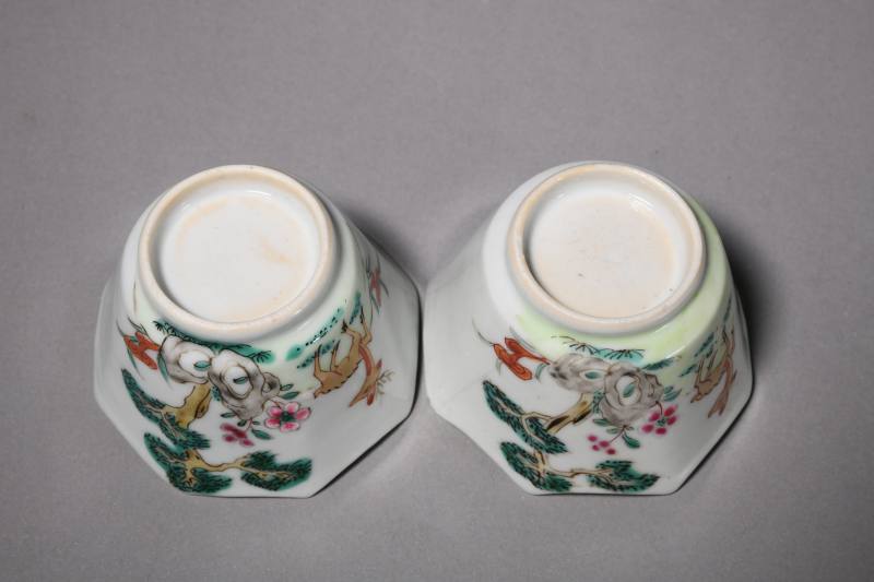 清雍正 粉彩松鹿图杯、折枝花卉纹菊瓣壶三只 - 图4