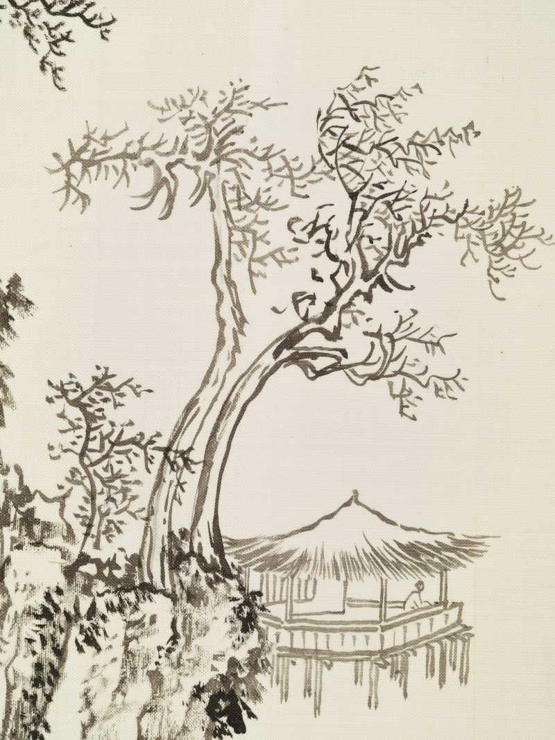 溥儒 茅亭观水 - 图4