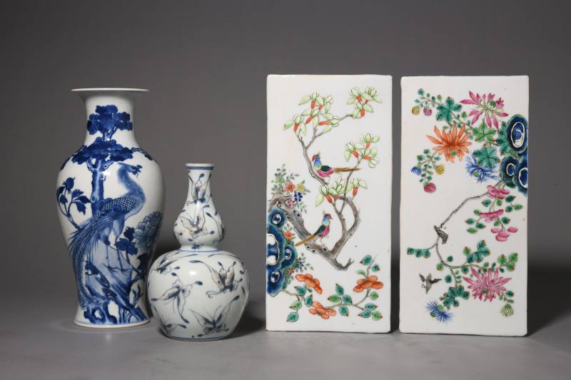 清晚期 青花、青花釉里红、粉彩瓷器四件 - 图2