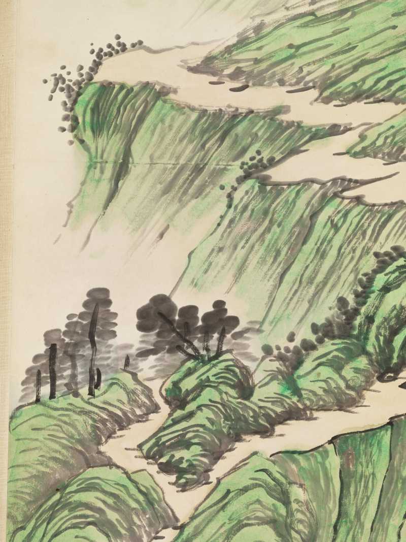 李云汉 青绿山水四屏 - 图8