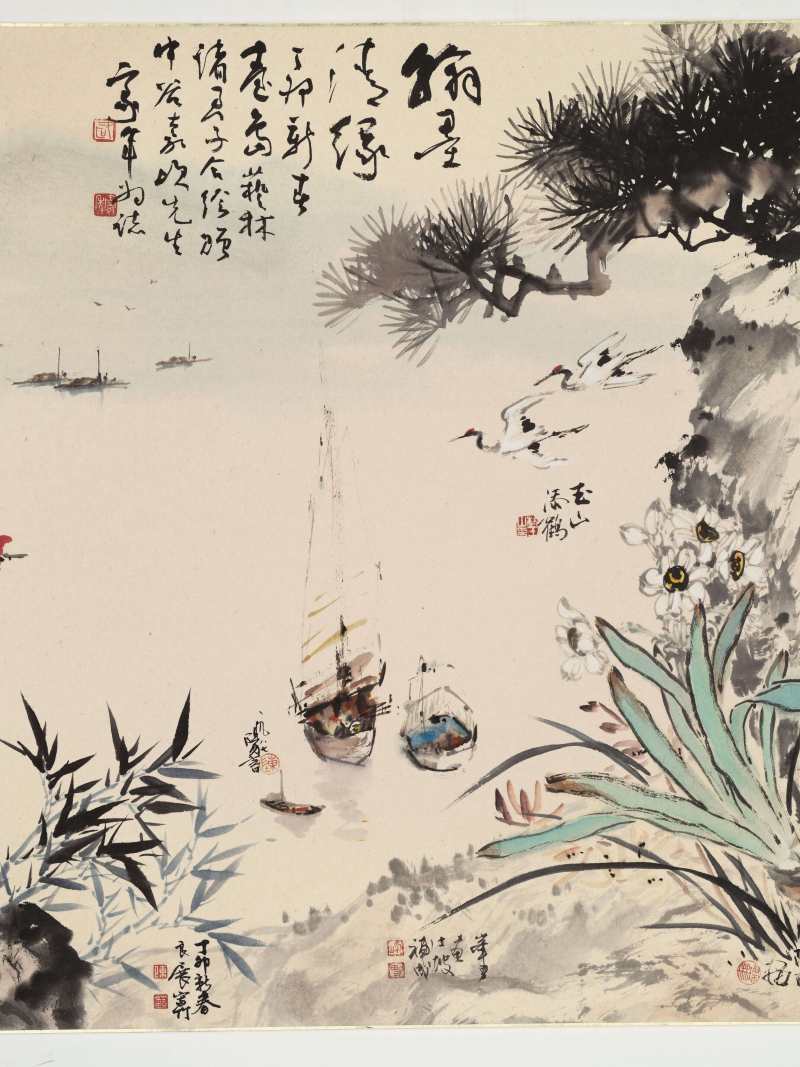 丁卯（1987年）作 黄君璧、欧豪年等 翰墨清缘 - 图3