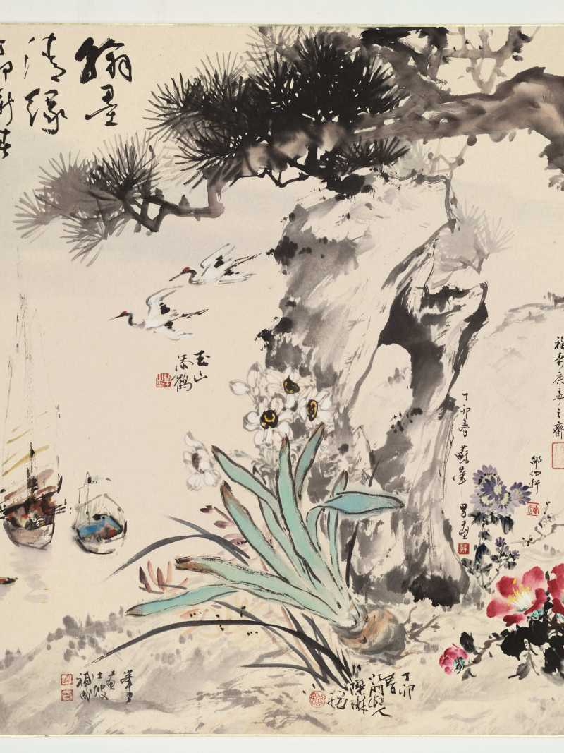 丁卯（1987年）作 黄君璧、欧豪年等 翰墨清缘 - 图4