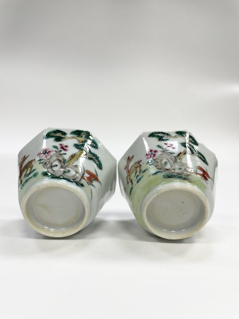 清雍正 粉彩松鹿图杯、折枝花卉纹菊瓣壶三只 - 图9