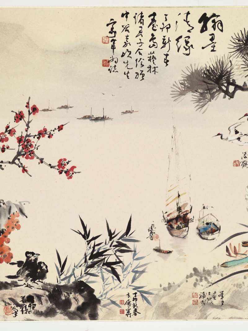 丁卯（1987年）作 黄君璧、欧豪年等 翰墨清缘 - 图6