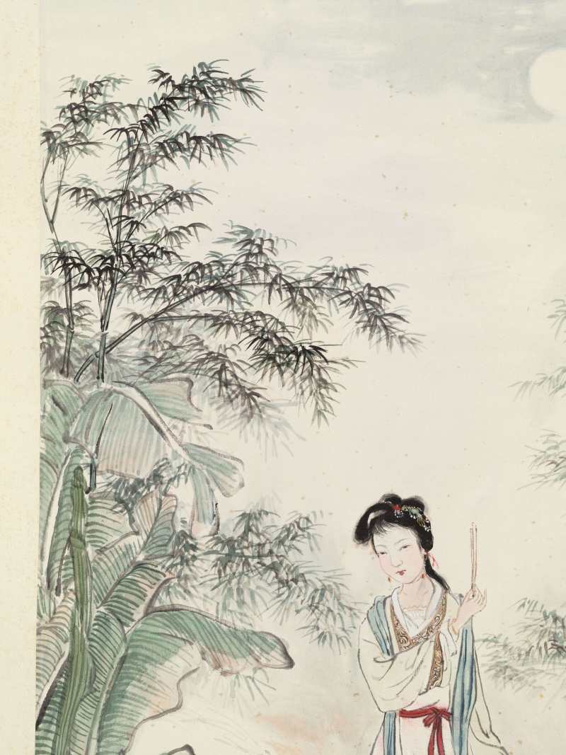 庚申（1980年）作 朱梅邨 貂蝉拜月 - 图3