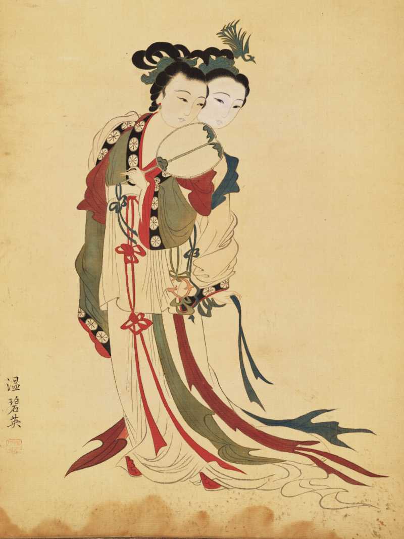 温碧英、王壮为 拟古仕女并行书七言联一堂 - 图12