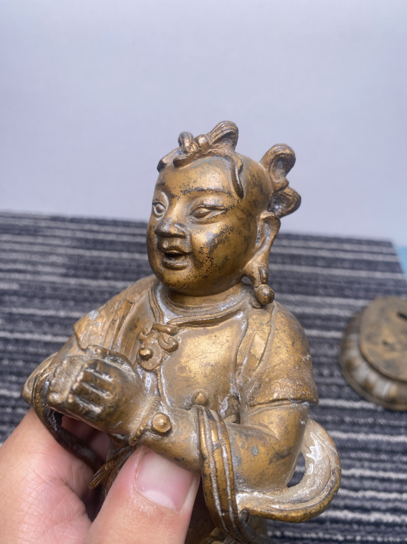 明 铜善财童子立像 - 图12