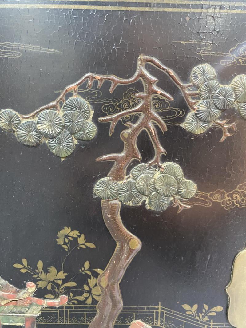 清 黑漆嵌百宝婴戏图柜一对 - 图24