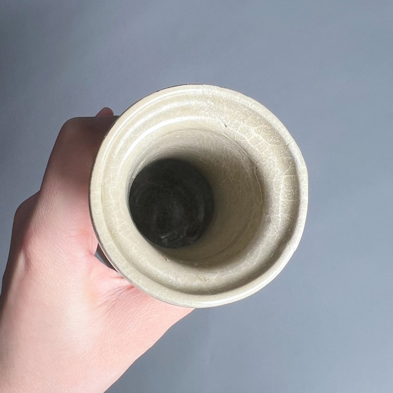 明代 米黄釉箸瓶 - 图15