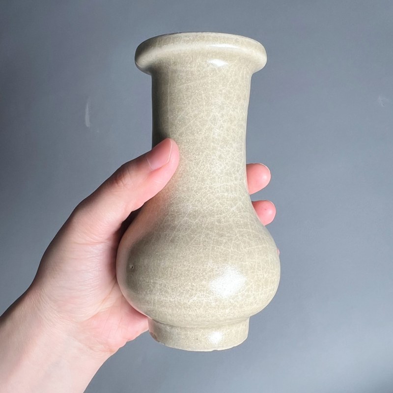 明代 米黄釉箸瓶 - 图9