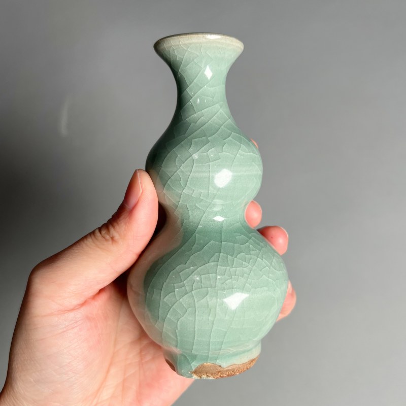 明代 青釉葫芦瓶 - 图5