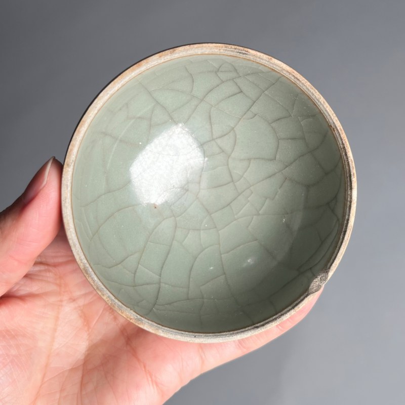 明代 龙泉窑粉青釉泡泡盏 - 图5