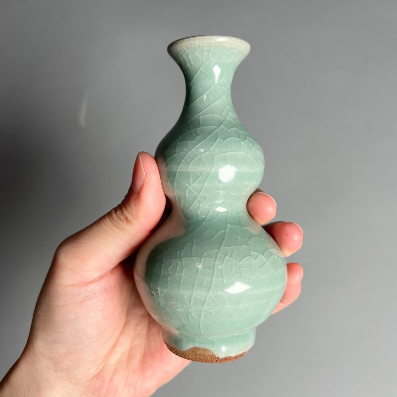 明代 青釉葫芦瓶 - 图7