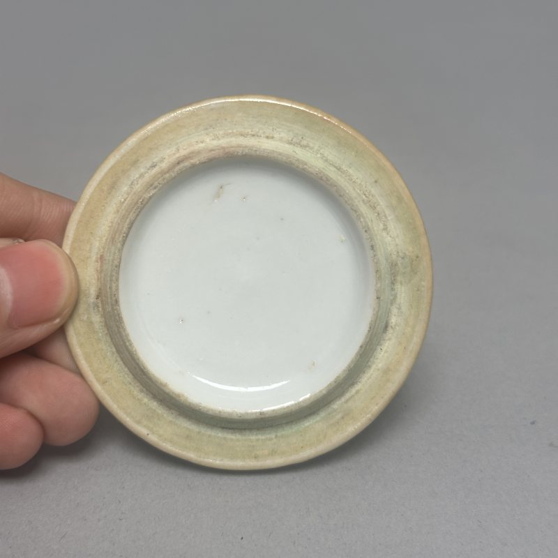 清晚期 矾红五福捧寿纹印泥盒 - 图4