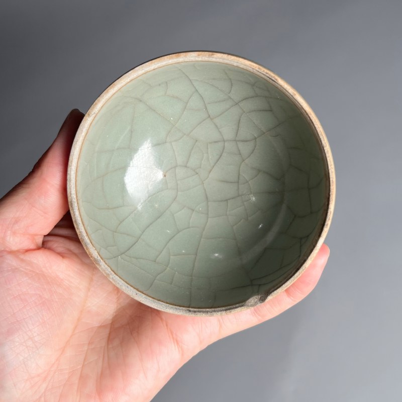 明代 龙泉窑粉青釉泡泡盏 - 图6
