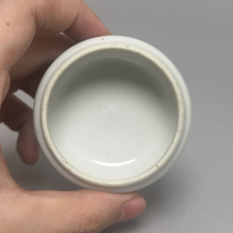 清晚期 矾红五福捧寿纹印泥盒 - 图5