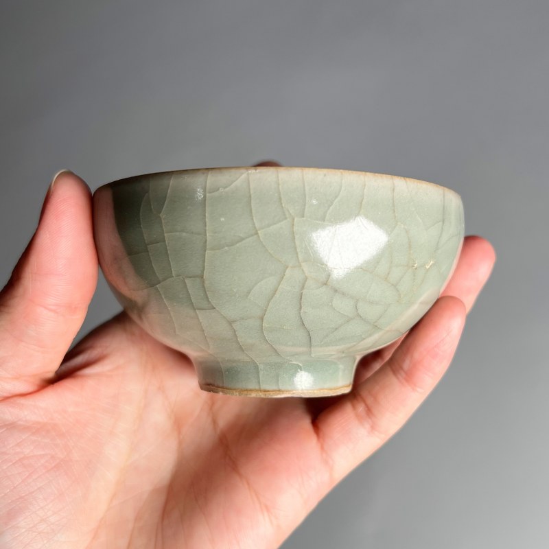 明代 龙泉窑粉青釉泡泡盏 - 图7