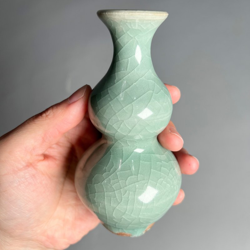 明代 青釉葫芦瓶 - 图11