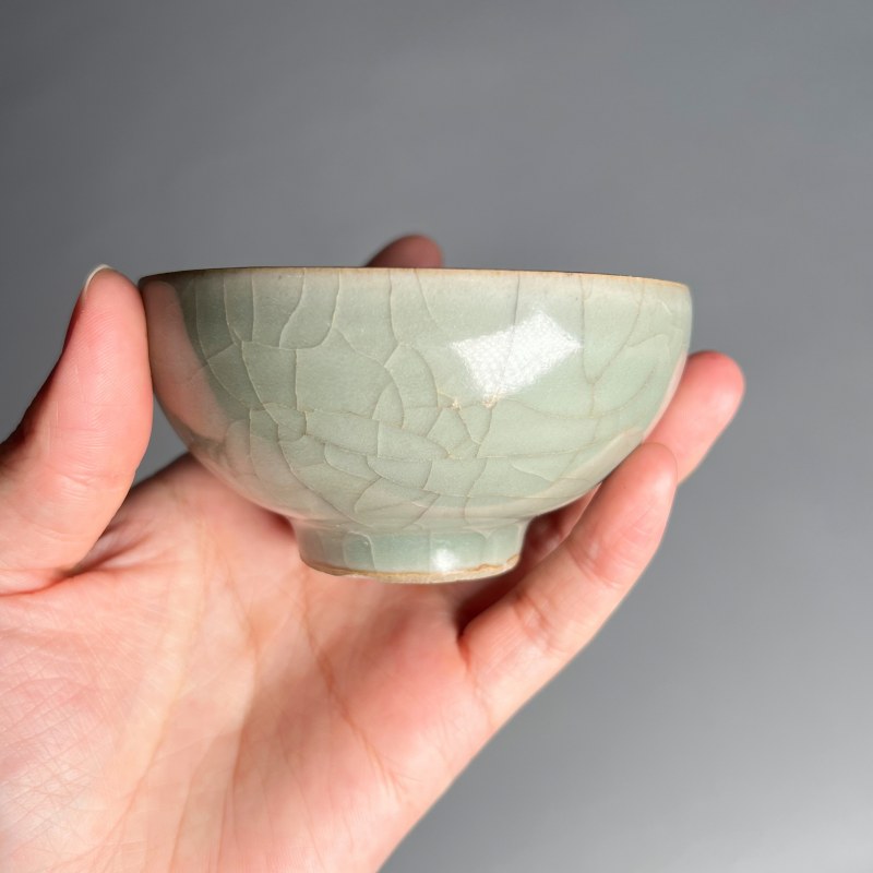 明代 龙泉窑粉青釉泡泡盏 - 图12