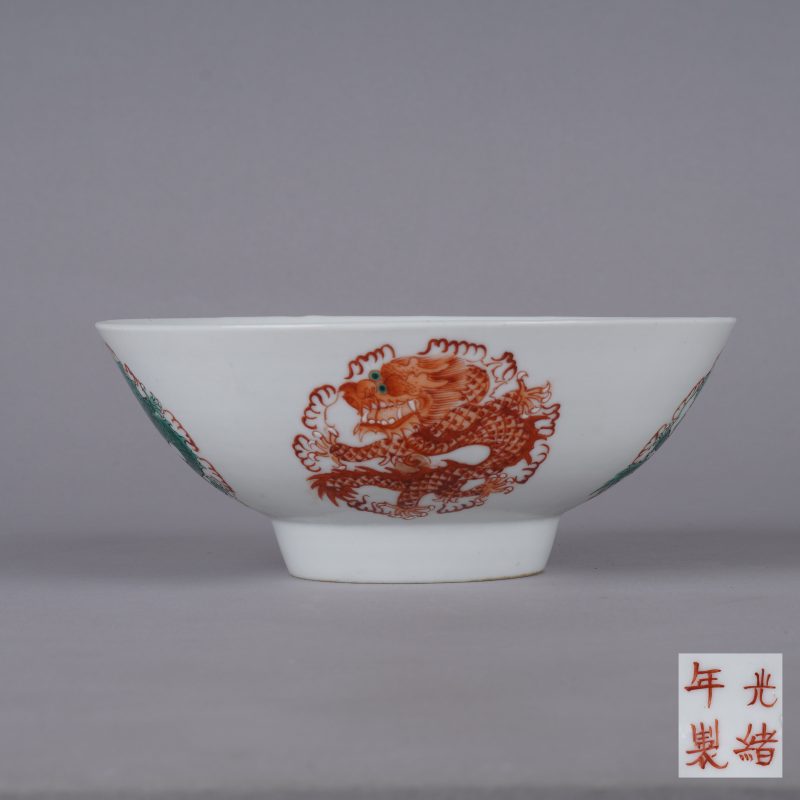 清晚期 粉彩龙纹碗 - 图1